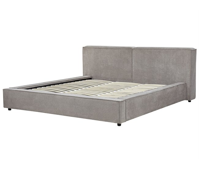 Beliani Cama Poliéster LINARDS 230x242 Castanho Claro