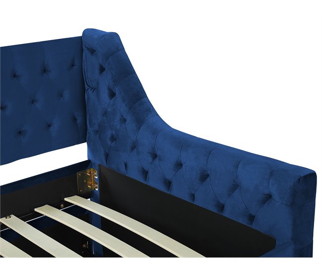 Beliani Cama nido Terciopelo MONTARGIS 91x219 Azul Marino