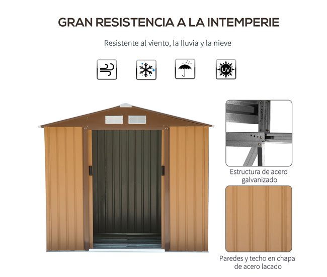 Abrigo de Jardim Aço Galvanizado e PP Outsunny 213 Amarelo