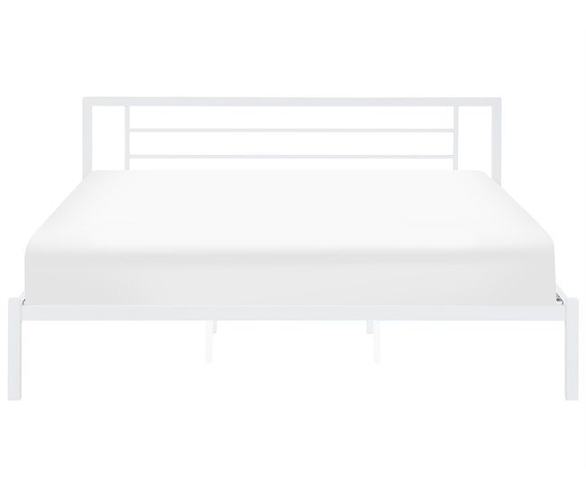 Beliani Cama com estrado Metal CUSSET 187x209 Branco