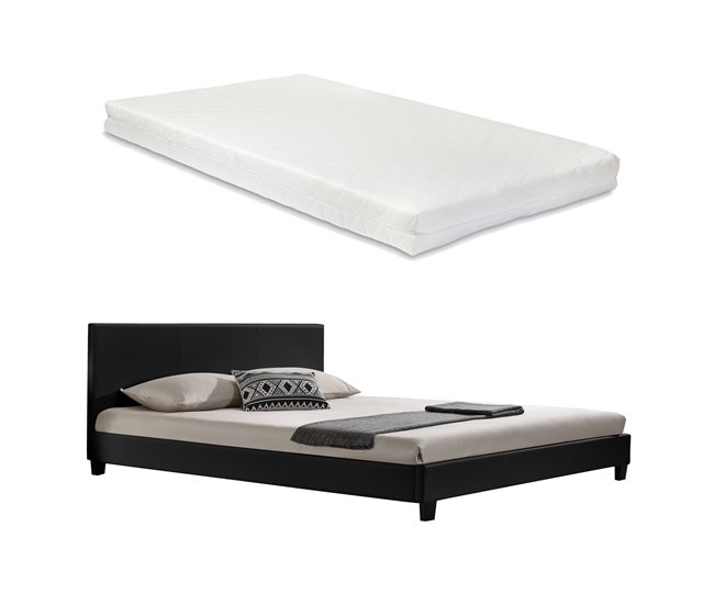 [Corium] Cama moderna em pele sintética Albacete - com colchão 169x210 Branco