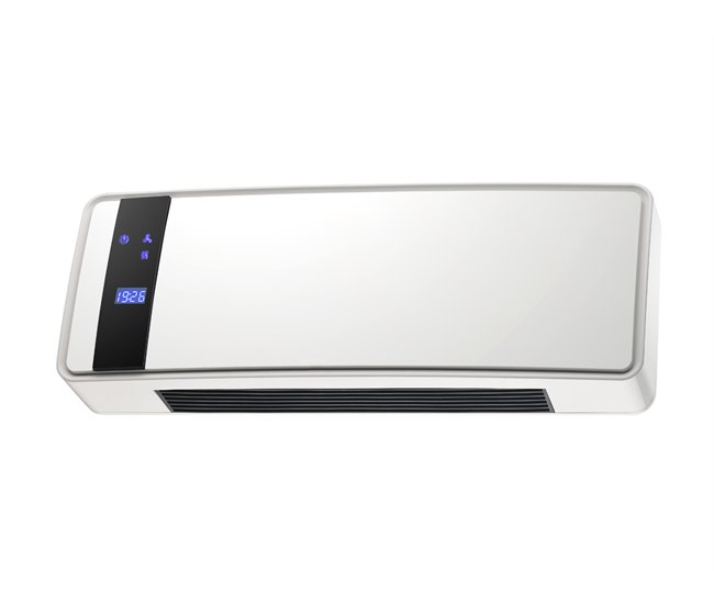 Aquecedor de parede cerámico 2000W com visor digital, controlo remoto Branco