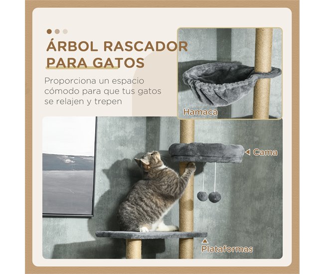 Arranhador para Gatos Aglomerado, Pelúcia e Juta PawHut Cinza