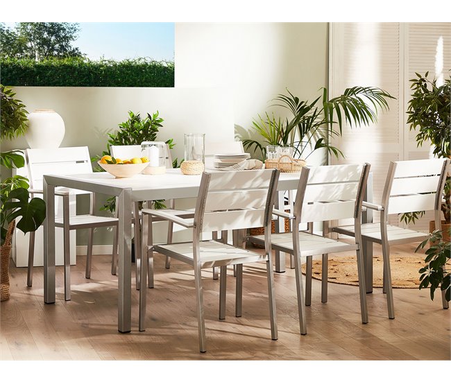 Beliani Mesa de jardim VERNIO 90x180 Branco