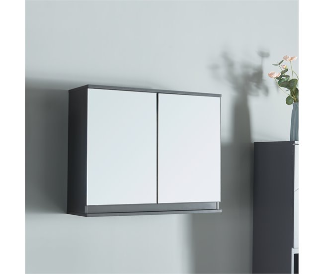 Armário espelho de sobrepor Overath 2 portas [en.casa] Cinza
