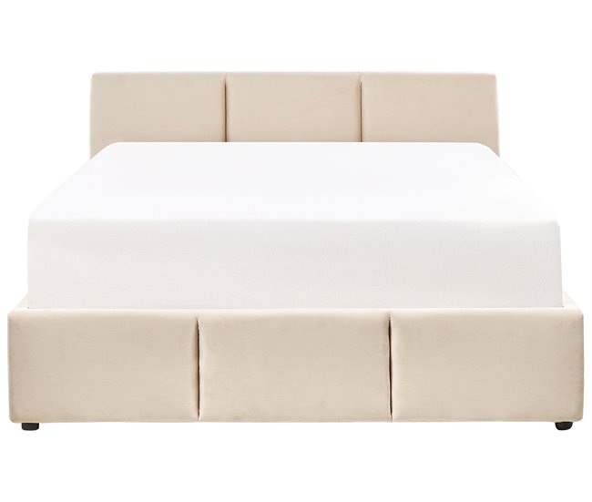 Beliani Cama baú Veludo BOUSSE 151x219 Bege