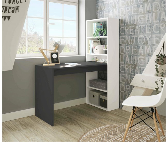Mesa com efeito de madeira 120x50 Branco/cinza