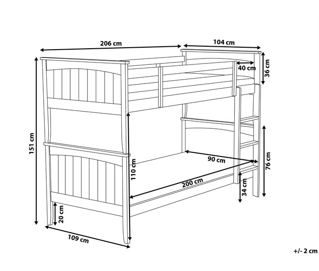 Beliani Beliche Pinho ALBON 104x206 Branco