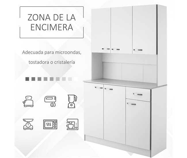 Armário de Cozinha Placa PB, metal HOMCOM, casa - cozinha Branco