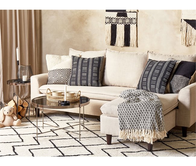 Beliani Almofada decorativa BENZOIN Branco/ Bege