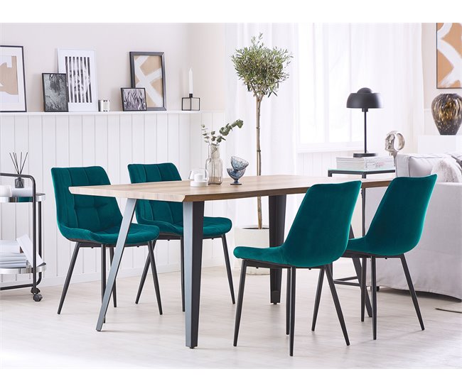 Beliani Silla de comedor MELROSE Turquesa
