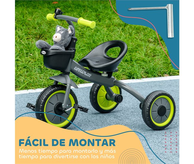 Triciclo para Crianças Metal, EVA, Polipropileno e PE AIYAPLAY Preto