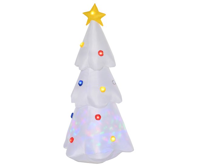 Árvore de Natal Inflável Poliéster HOMCOM, casa - natal Branco