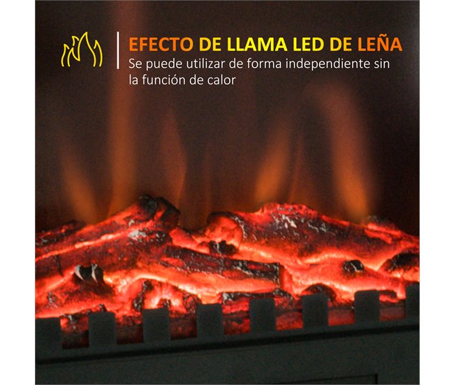 Lareira Elétrica Aço, Plástico e Vidro Temperado HOMCOM Preto