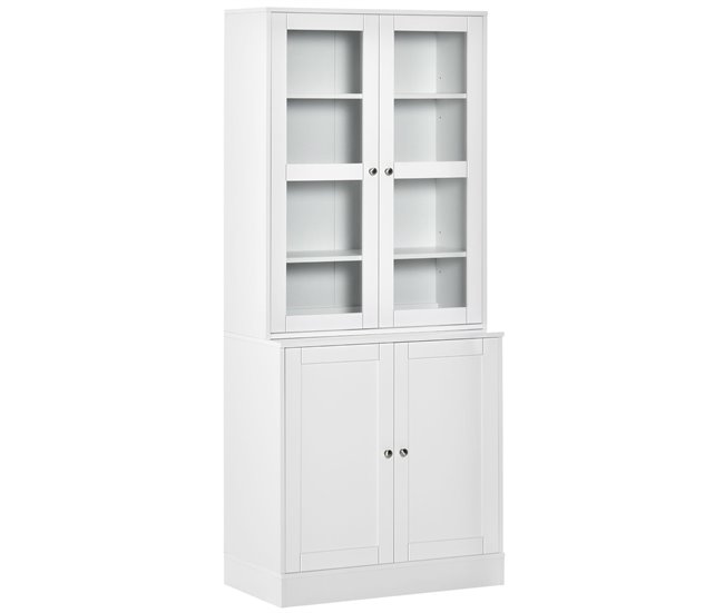 Estante de Livros MDF e Vidro Temperado HOMCOM 76 Branco