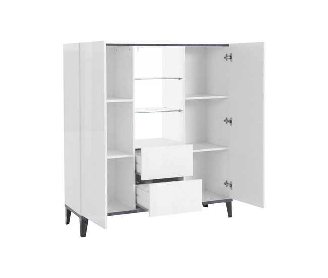Aparador com efeito madeira 120 Branco/cinza