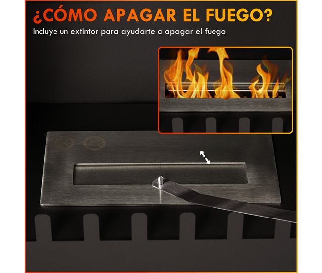 Lareira de Bioetanol Aço e aço inoxidável HOMCOM Preto