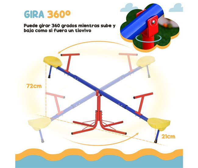 Conjunto de Baloiços para Crianças Metal, PE e PP Outsunny Multicor