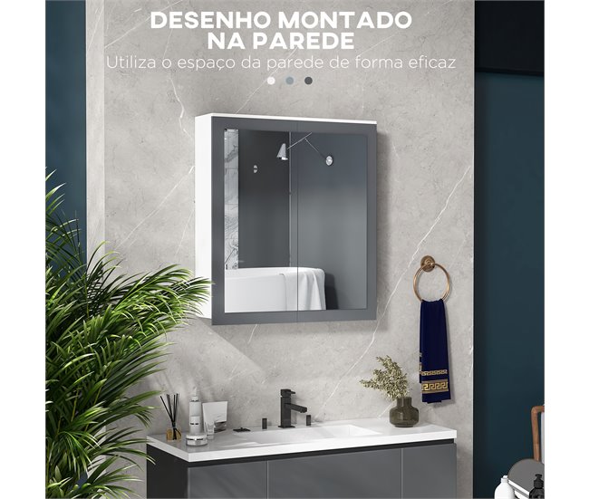 Armário de Casa de Banho MDF e Vidro kleankin Branco