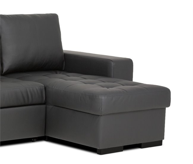 Chaise longue de pele sintética com cama HARRY Preto