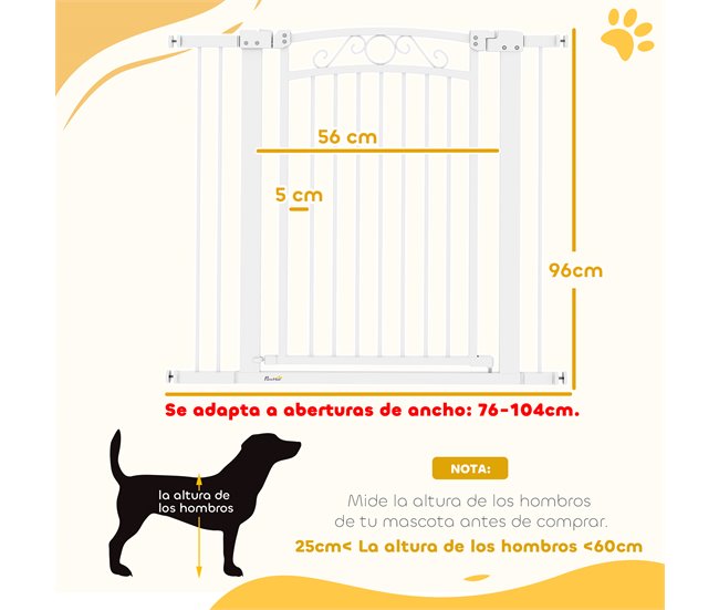 Barrera de Segurança para Cães Aço e PA PawHut Branco