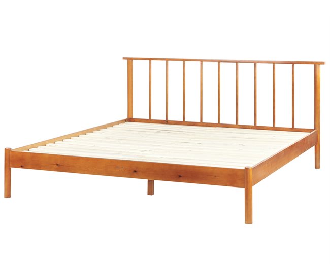 Beliani Cama com estrado Pinho BARRET 176x209 Castanho