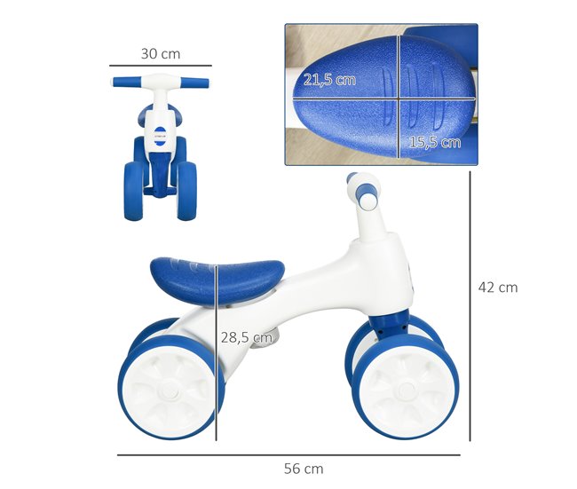 Bicicleta sem Pedais PP, TPR e Metal AIYAPLAY Azul