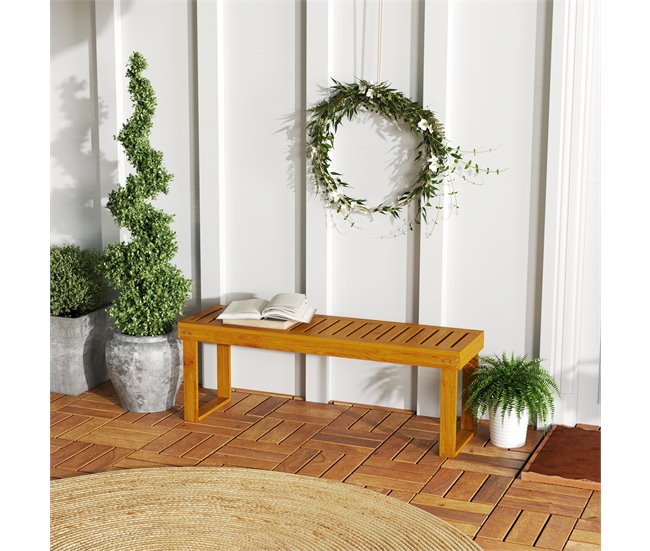 Banco de Jardim Madeira de Pinho Outsunny Castanho
