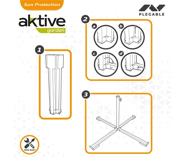 Suporte de guarda-sol rebatível 25/32 mm Aktive Garden Branco