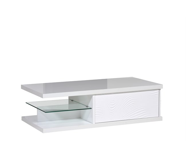 Mesa de centro modelo DUNE branco Branco Brillo
