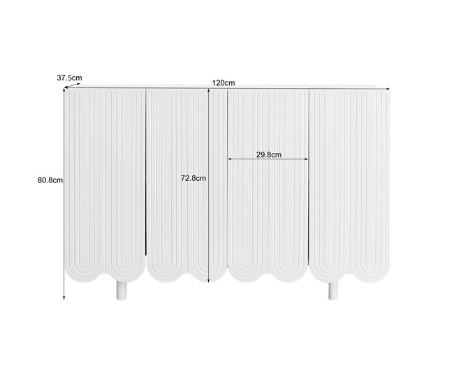 Aparador de painel de partículas com 4 portas 120 Branco