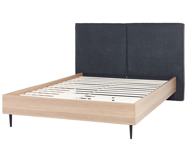 Beliani Cama com estrado Poliéster IZERNORE 167x215 Cinza Escuro