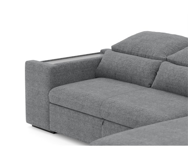 Chaise longue com cama HOXTON Cinza