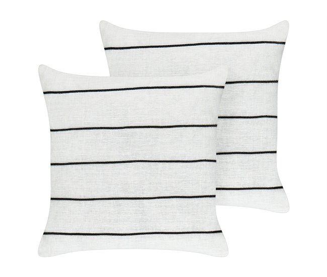 Beliani Almofada decorativa MILAS Branco/ Preto