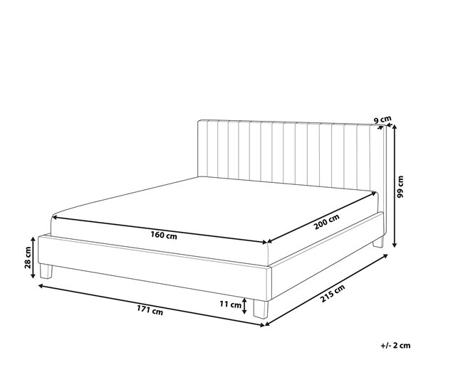 Beliani Cama com estrado Poliéster POITIERS 171x215 Cinza