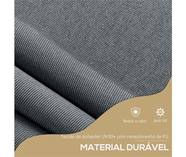 Toldo Manual Retrátil Alumínio, Metal e Poliéster Outsunny Cinza