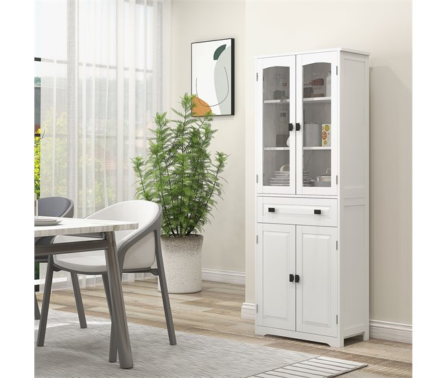 Armário de Cozinha Melamina de madeira, MDF e vidro temperado Branco