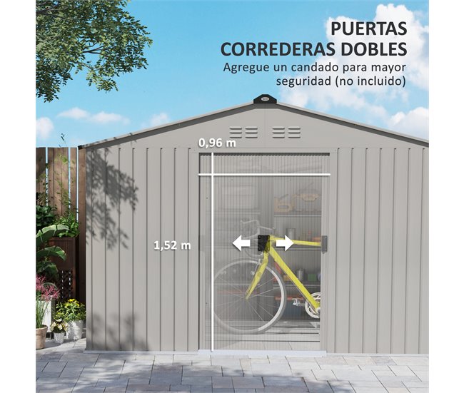 Abrigo de Jardim Aço e PP Outsunny Cinza