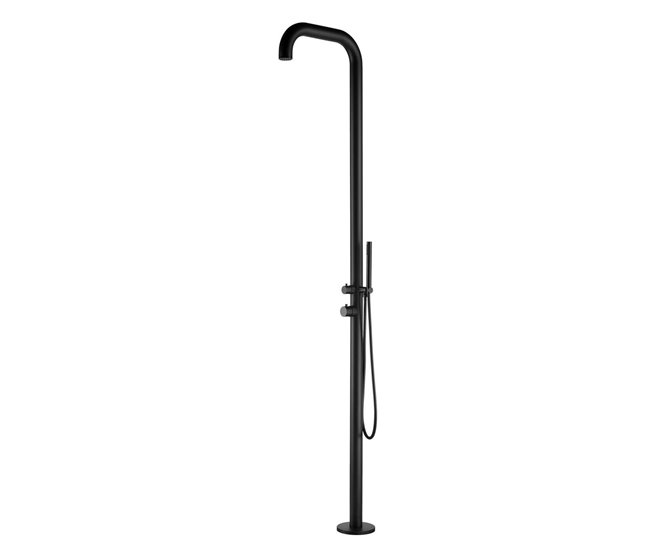 Chuveiro de piscina em aço inoxidável CHIA 316L com misturadora e chuveiro manual H 230 cm, preto Preto
