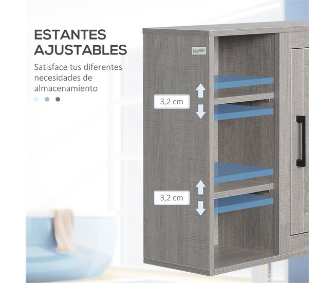 Armário Casa de Banho de Parede Melamina de Madeira kleankin 48 Cinza