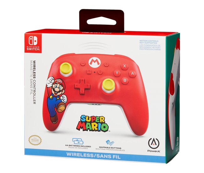 Controlo remoto sem fios para videojogos MARIO Vermelho