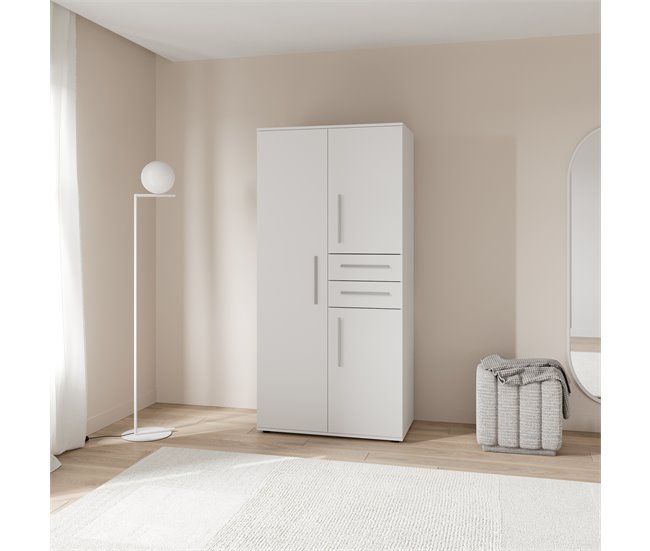 Roupeiro VERSATIL com 3 portas e 2 gavetas branco Branco