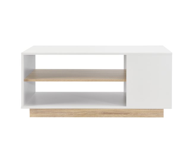 Mesa de centro Trelleborg com prateleira de aglomerado Natural/ Branco