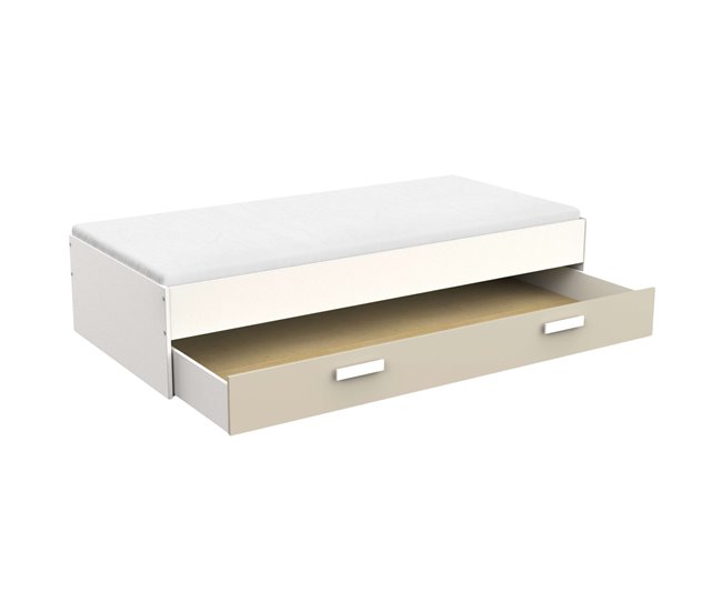 Gaveta de cama arrumada Branco/ Bege