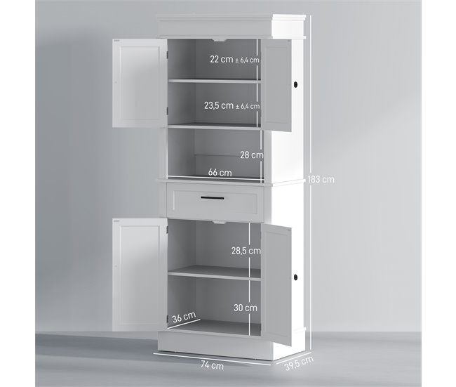 Armário de Cozinha Melamina de Madeira e MDF HOMCOM Branco