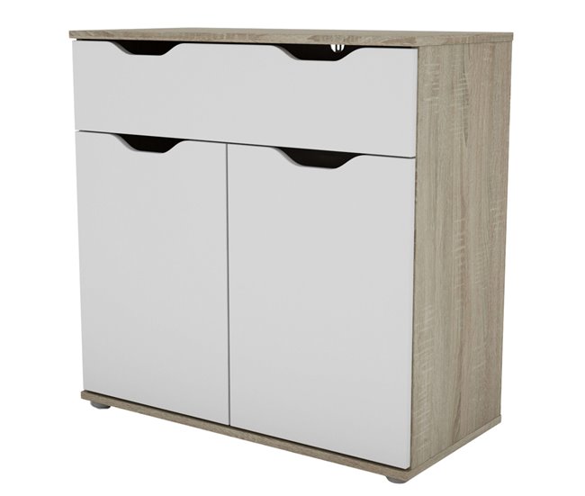 Aparador Parc para Sala com 2 Portas, 1 Gaveta e Prateleira Branco/ Madeira