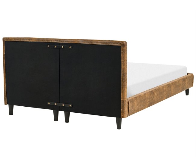 Beliani Cama com estrado Pele sintética FITOU 150x214 Castanho