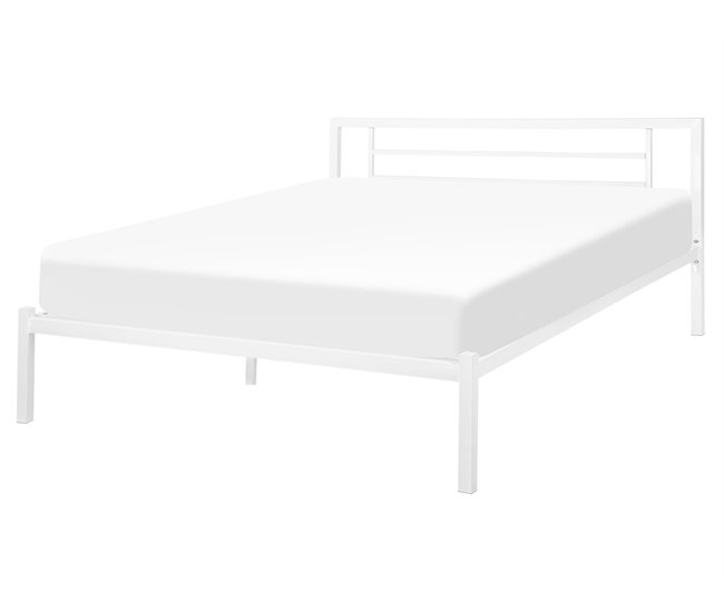 Beliani Cama com estrado Metal CUSSET 167x209 Branco