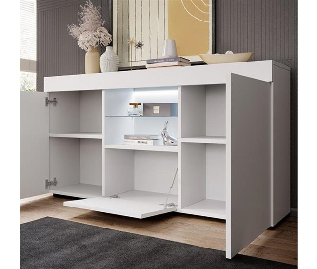 Aparador Sala de estar e jantar 3 portas LED Sefora 135 Branco