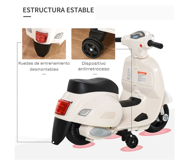 Mota Elétrica Crianças PP e Metal HOMCOM Branco